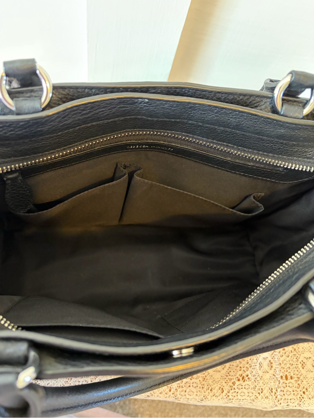 Rebecca Minkoff Black Pebbled Leather Top Handle Bag - Picture 7 of 7